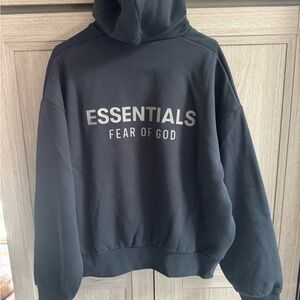 Essentials Fear of God Jet Black Classic Fleece Hoodie